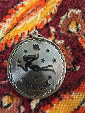 Virgo Zodiac Pendant Silver-Tone Medallion